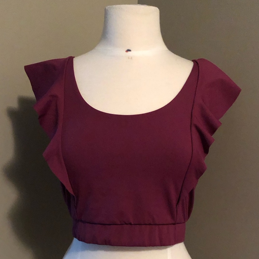 Victoria Sport Plum Colour Sports Bra with Ruffle Size Medium